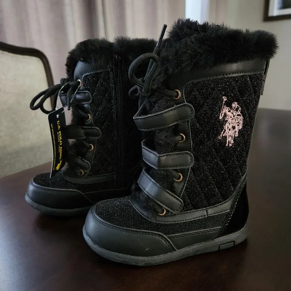 NWT US Polo Assn Black Winter Boots Size 9C
